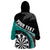 Personalised New Zealand Darts Wearable Blanket Hoodie Koru Tribal Tattoo and Silver Fern Maori Pattern Teal Color