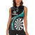 Personalised New Zealand Darts Women Sleeveless Polo Shirt Koru Tribal Tattoo and Silver Fern Maori Pattern Teal Color