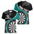 Personalised New Zealand Darts Women V-Neck T-Shirt Koru Tribal Tattoo and Silver Fern Maori Pattern Teal Color