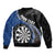 Personalised New Zealand Darts Bomber Jacket Koru Tribal Tattoo and Silver Fern Maori Pattern Blue Color