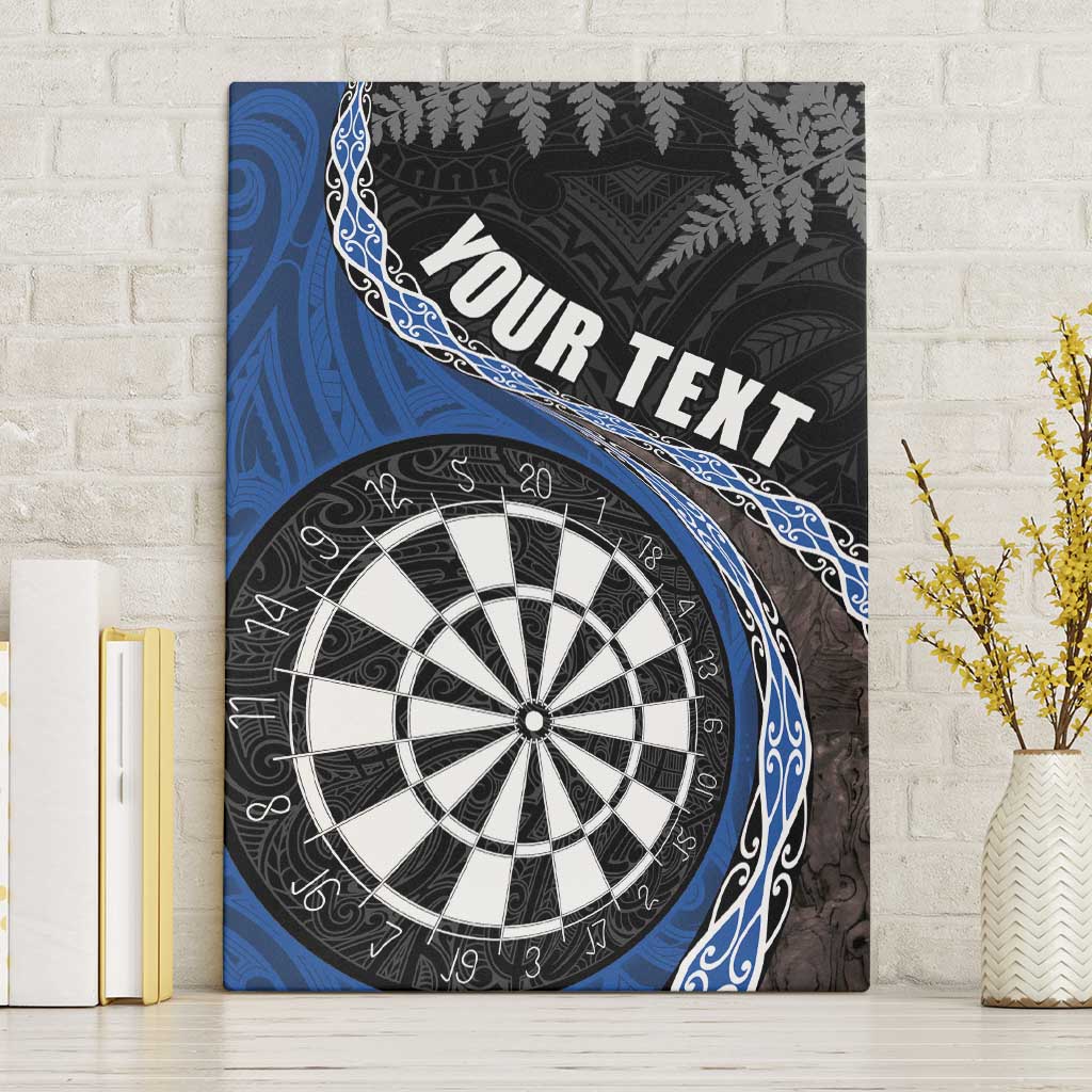 Personalised New Zealand Darts Canvas Wall Art Koru Tribal Tattoo and Silver Fern Maori Pattern Blue Color LT03 Without Frame Blue - Polynesian Pride