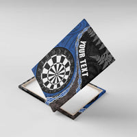 Personalised New Zealand Darts Canvas Wall Art Koru Tribal Tattoo and Silver Fern Maori Pattern Blue Color LT03 With Frame Blue - Polynesian Pride