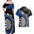 Personalised New Zealand Darts Couples Matching Off Shoulder Maxi Dress and Hawaiian Shirt Koru Tribal Tattoo and Silver Fern Maori Pattern Blue Color