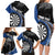 Personalised New Zealand Darts Family Matching Long Sleeve Bodycon Dress and Hawaiian Shirt Koru Tribal Tattoo and Silver Fern Maori Pattern Blue Color