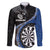 Personalised New Zealand Darts Family Matching Long Sleeve Bodycon Dress and Hawaiian Shirt Koru Tribal Tattoo and Silver Fern Maori Pattern Blue Color