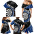 Personalised New Zealand Darts Family Matching Mermaid Dress and Hawaiian Shirt Koru Tribal Tattoo and Silver Fern Maori Pattern Blue Color