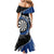 Personalised New Zealand Darts Family Matching Mermaid Dress and Hawaiian Shirt Koru Tribal Tattoo and Silver Fern Maori Pattern Blue Color