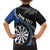 Personalised New Zealand Darts Family Matching Off The Shoulder Long Sleeve Dress and Hawaiian Shirt Koru Tribal Tattoo and Silver Fern Maori Pattern Blue Color