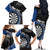 Personalised New Zealand Darts Family Matching Off The Shoulder Long Sleeve Dress and Hawaiian Shirt Koru Tribal Tattoo and Silver Fern Maori Pattern Blue Color