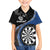 Personalised New Zealand Darts Family Matching Off The Shoulder Long Sleeve Dress and Hawaiian Shirt Koru Tribal Tattoo and Silver Fern Maori Pattern Blue Color