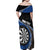 Personalised New Zealand Darts Family Matching Off Shoulder Maxi Dress and Hawaiian Shirt Koru Tribal Tattoo and Silver Fern Maori Pattern Blue Color