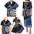 Personalised New Zealand Darts Family Matching Puletasi and Hawaiian Shirt Koru Tribal Tattoo and Silver Fern Maori Pattern Blue Color