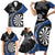 Personalised New Zealand Darts Family Matching Short Sleeve Bodycon Dress and Hawaiian Shirt Koru Tribal Tattoo and Silver Fern Maori Pattern Blue Color