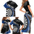 Personalised New Zealand Darts Family Matching Short Sleeve Bodycon Dress and Hawaiian Shirt Koru Tribal Tattoo and Silver Fern Maori Pattern Blue Color