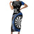 Personalised New Zealand Darts Family Matching Short Sleeve Bodycon Dress and Hawaiian Shirt Koru Tribal Tattoo and Silver Fern Maori Pattern Blue Color