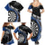 Personalised New Zealand Darts Family Matching Summer Maxi Dress and Hawaiian Shirt Koru Tribal Tattoo and Silver Fern Maori Pattern Blue Color