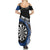 Personalised New Zealand Darts Family Matching Summer Maxi Dress and Hawaiian Shirt Koru Tribal Tattoo and Silver Fern Maori Pattern Blue Color