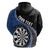 Personalised New Zealand Darts Hoodie Koru Tribal Tattoo and Silver Fern Maori Pattern Blue Color