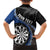 Personalised New Zealand Darts Kid Hawaiian Shirt Koru Tribal Tattoo and Silver Fern Maori Pattern Blue Color