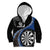 Personalised New Zealand Darts Kid Hoodie Koru Tribal Tattoo and Silver Fern Maori Pattern Blue Color