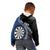 Personalised New Zealand Darts Kid Hoodie Koru Tribal Tattoo and Silver Fern Maori Pattern Blue Color