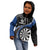 Personalised New Zealand Darts Kid Hoodie Koru Tribal Tattoo and Silver Fern Maori Pattern Blue Color