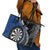 Personalised New Zealand Darts Leather Tote Bag Koru Tribal Tattoo and Silver Fern Maori Pattern Blue Color