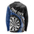 Personalised New Zealand Darts Long Sleeve Shirt Koru Tribal Tattoo and Silver Fern Maori Pattern Blue Color