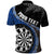 Personalised New Zealand Darts Polo Shirt Koru Tribal Tattoo and Silver Fern Maori Pattern Blue Color