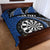 Personalised New Zealand Darts Quilt Bed Set Koru Tribal Tattoo and Silver Fern Maori Pattern Blue Color