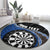 Personalised New Zealand Darts Round Carpet Koru Tribal Tattoo and Silver Fern Maori Pattern Blue Color