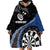 Personalised New Zealand Darts Wearable Blanket Hoodie Koru Tribal Tattoo and Silver Fern Maori Pattern Blue Color