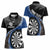 Personalised New Zealand Darts Women Polo Shirt Koru Tribal Tattoo and Silver Fern Maori Pattern Blue Color