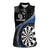 Personalised New Zealand Darts Women Sleeveless Polo Shirt Koru Tribal Tattoo and Silver Fern Maori Pattern Blue Color