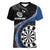 Personalised New Zealand Darts Women V-Neck T-Shirt Koru Tribal Tattoo and Silver Fern Maori Pattern Blue Color