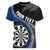 Personalised New Zealand Darts Women V-Neck T-Shirt Koru Tribal Tattoo and Silver Fern Maori Pattern Blue Color