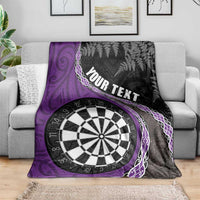 Personalised New Zealand Darts Blanket Koru Tribal Tattoo and Silver Fern Maori Pattern Purple Color LT03 - Polynesian Pride
