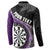 Personalised New Zealand Darts Button Sweatshirt Koru Tribal Tattoo and Silver Fern Maori Pattern Purple Color