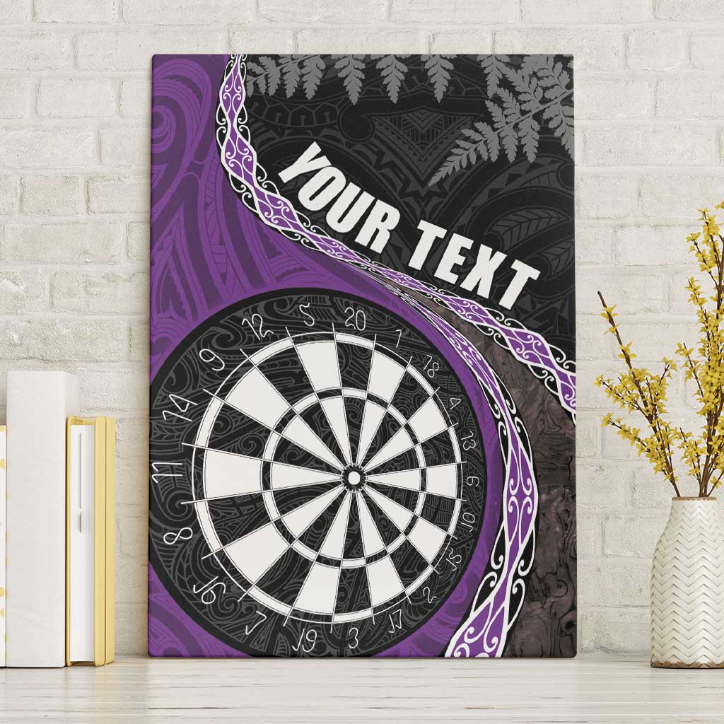 Personalised New Zealand Darts Canvas Wall Art Koru Tribal Tattoo and Silver Fern Maori Pattern Purple Color