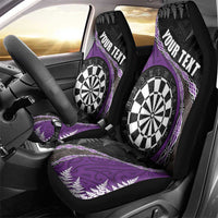Personalised New Zealand Darts Car Seat Cover Koru Tribal Tattoo and Silver Fern Maori Pattern Purple Color