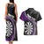 Personalised New Zealand Darts Couples Matching Tank Maxi Dress and Hawaiian Shirt Koru Tribal Tattoo and Silver Fern Maori Pattern Purple Color