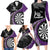 Personalised New Zealand Darts Family Matching Long Sleeve Bodycon Dress and Hawaiian Shirt Koru Tribal Tattoo and Silver Fern Maori Pattern Purple Color