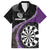 Personalised New Zealand Darts Family Matching Long Sleeve Bodycon Dress and Hawaiian Shirt Koru Tribal Tattoo and Silver Fern Maori Pattern Purple Color