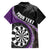 Personalised New Zealand Darts Family Matching Long Sleeve Bodycon Dress and Hawaiian Shirt Koru Tribal Tattoo and Silver Fern Maori Pattern Purple Color