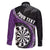 Personalised New Zealand Darts Family Matching Long Sleeve Bodycon Dress and Hawaiian Shirt Koru Tribal Tattoo and Silver Fern Maori Pattern Purple Color