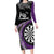 Personalised New Zealand Darts Family Matching Long Sleeve Bodycon Dress and Hawaiian Shirt Koru Tribal Tattoo and Silver Fern Maori Pattern Purple Color