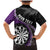 Personalised New Zealand Darts Family Matching Mermaid Dress and Hawaiian Shirt Koru Tribal Tattoo and Silver Fern Maori Pattern Purple Color