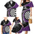 Personalised New Zealand Darts Family Matching Mermaid Dress and Hawaiian Shirt Koru Tribal Tattoo and Silver Fern Maori Pattern Purple Color