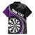 Personalised New Zealand Darts Family Matching Mermaid Dress and Hawaiian Shirt Koru Tribal Tattoo and Silver Fern Maori Pattern Purple Color