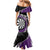 Personalised New Zealand Darts Family Matching Mermaid Dress and Hawaiian Shirt Koru Tribal Tattoo and Silver Fern Maori Pattern Purple Color